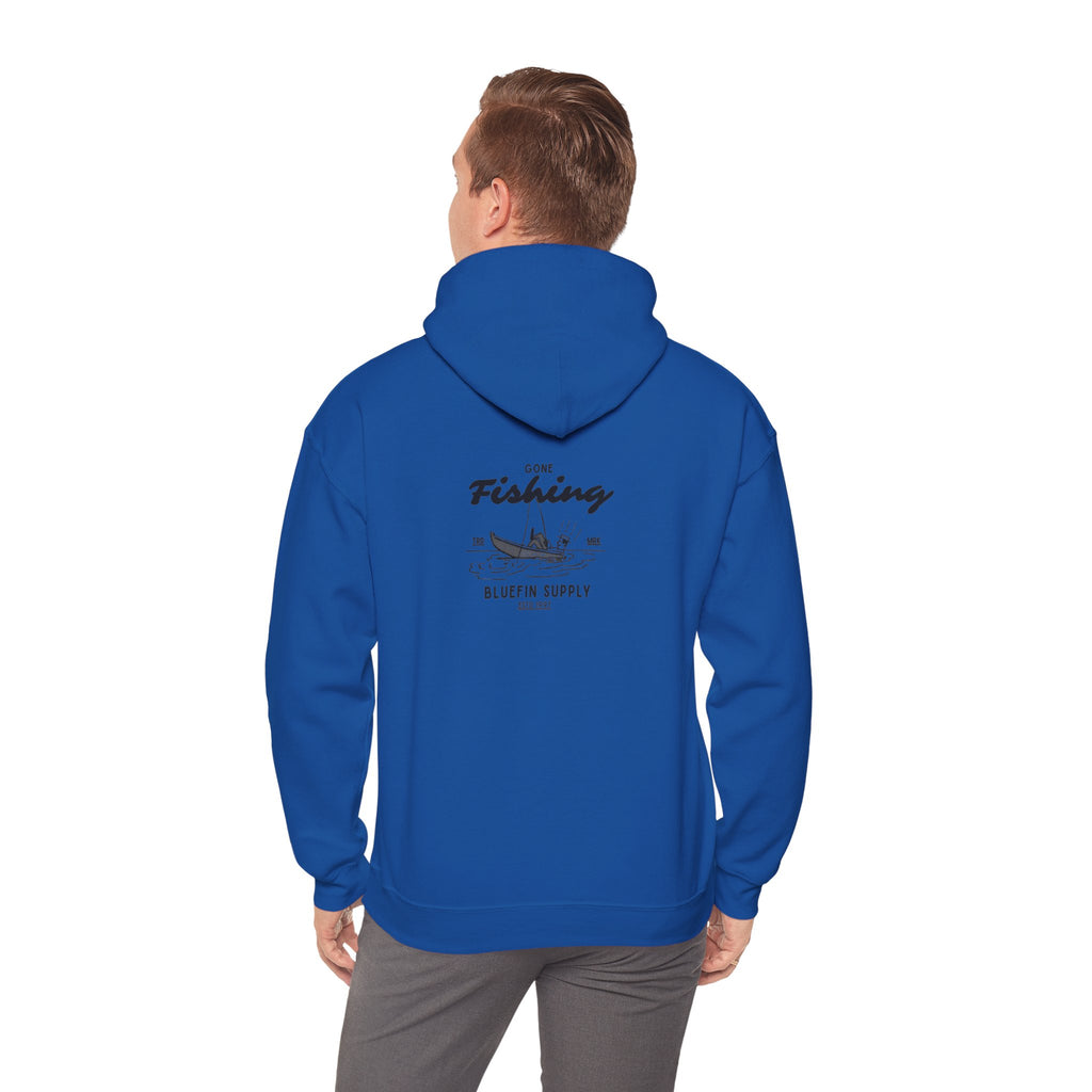 Fishing Graphic Hoodie — 'Gone Fishing' Boat & Fish Back Print