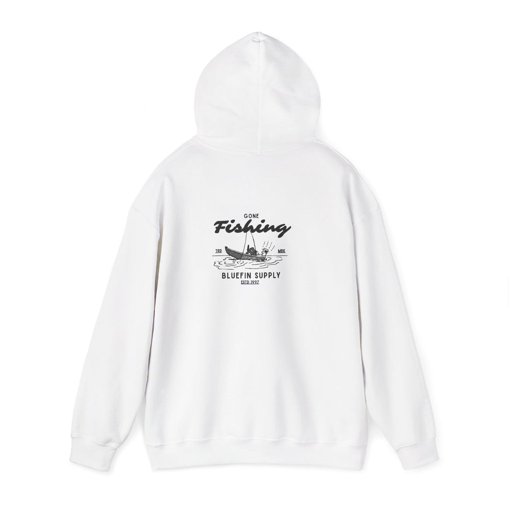 Fishing Graphic Hoodie — 'Gone Fishing' Boat & Fish Back Print