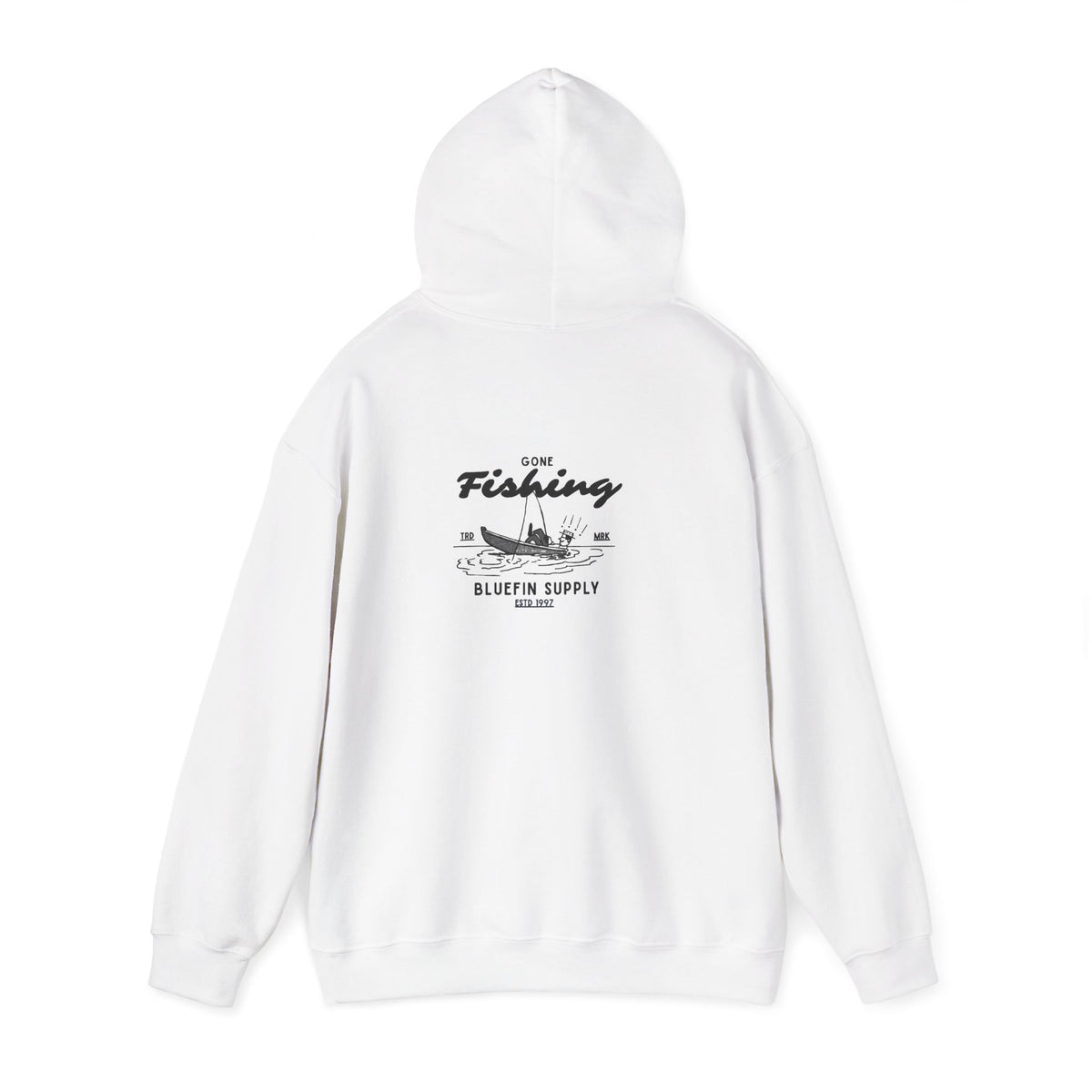 Fishing Graphic Hoodie — 'Gone Fishing' Boat & Fish Back Print