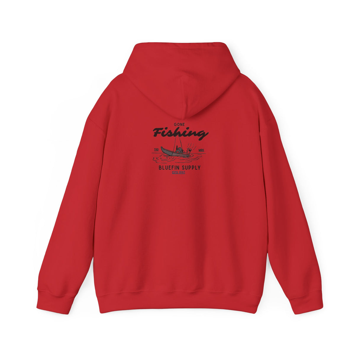 Fishing Graphic Hoodie — 'Gone Fishing' Boat & Fish Back Print