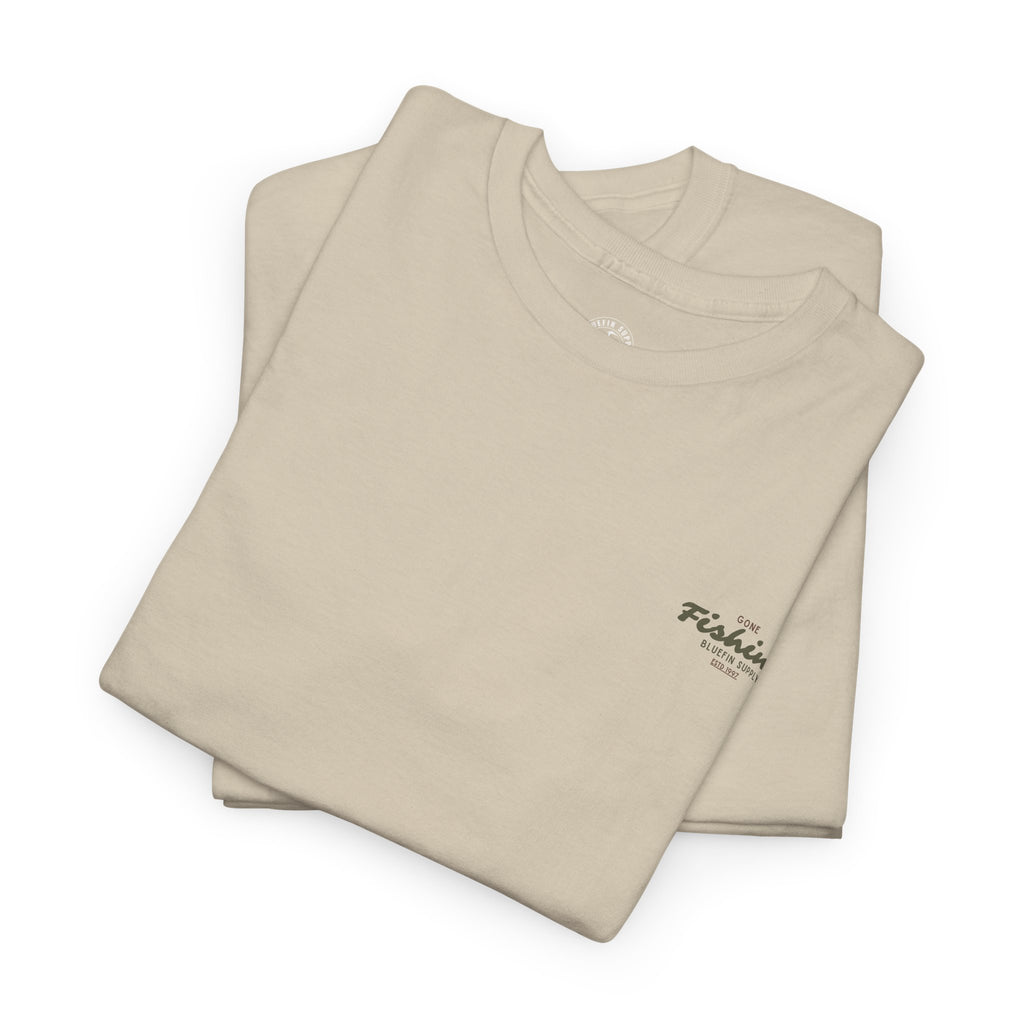 Fishing Tee — "Gone Fishing" Boat Graphic Short Sleeve Shirt