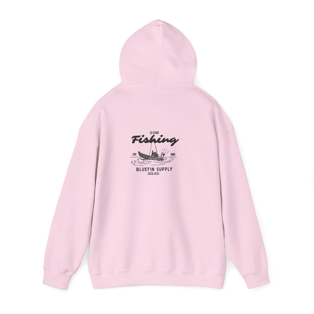 Fishing Graphic Hoodie — 'Gone Fishing' Boat & Fish Back Print