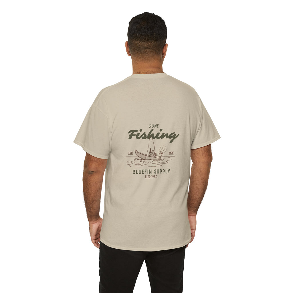 Fishing Tee — "Gone Fishing" Boat Graphic Short Sleeve Shirt