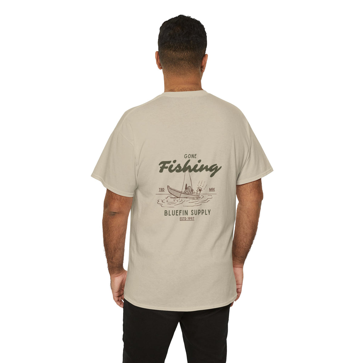 Fishing Tee — "Gone Fishing" Boat Graphic Short Sleeve Shirt
