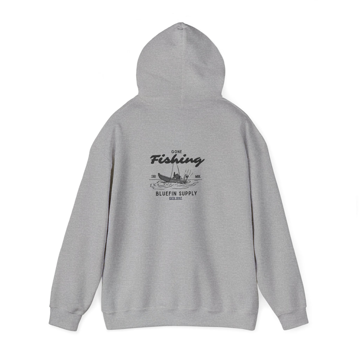 Fishing Graphic Hoodie — 'Gone Fishing' Boat & Fish Back Print