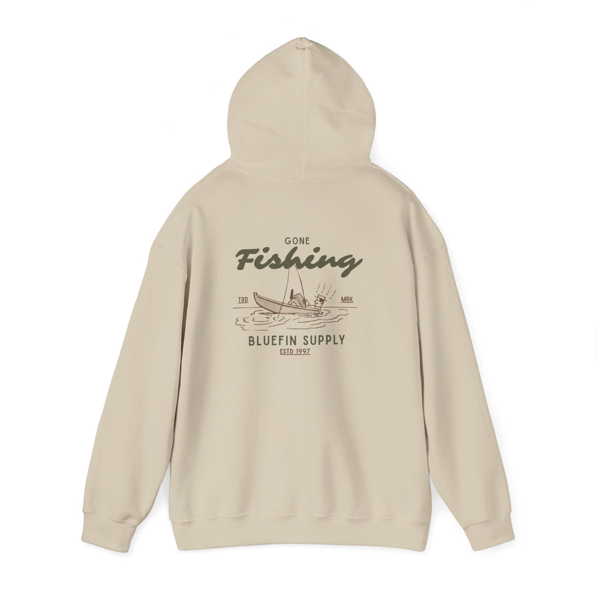 Fishing Hoodie — Vintage Bluefin Supply Boat Graphic