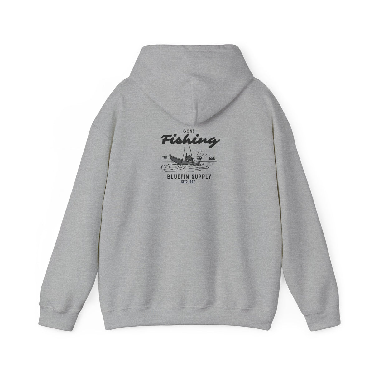 Fishing Graphic Hoodie — 'Gone Fishing' Boat & Fish Back Print