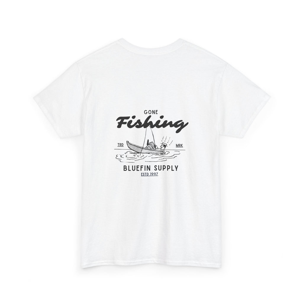 Fishing T-Shirt — "Gone Fishing" Boat Graphic Tee (Bluefin Supply)