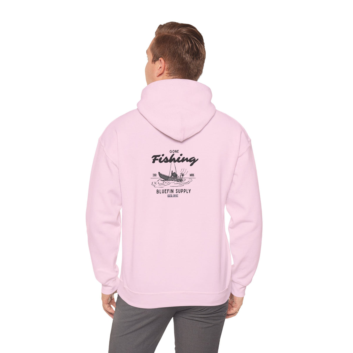 Fishing Graphic Hoodie — 'Gone Fishing' Boat & Fish Back Print