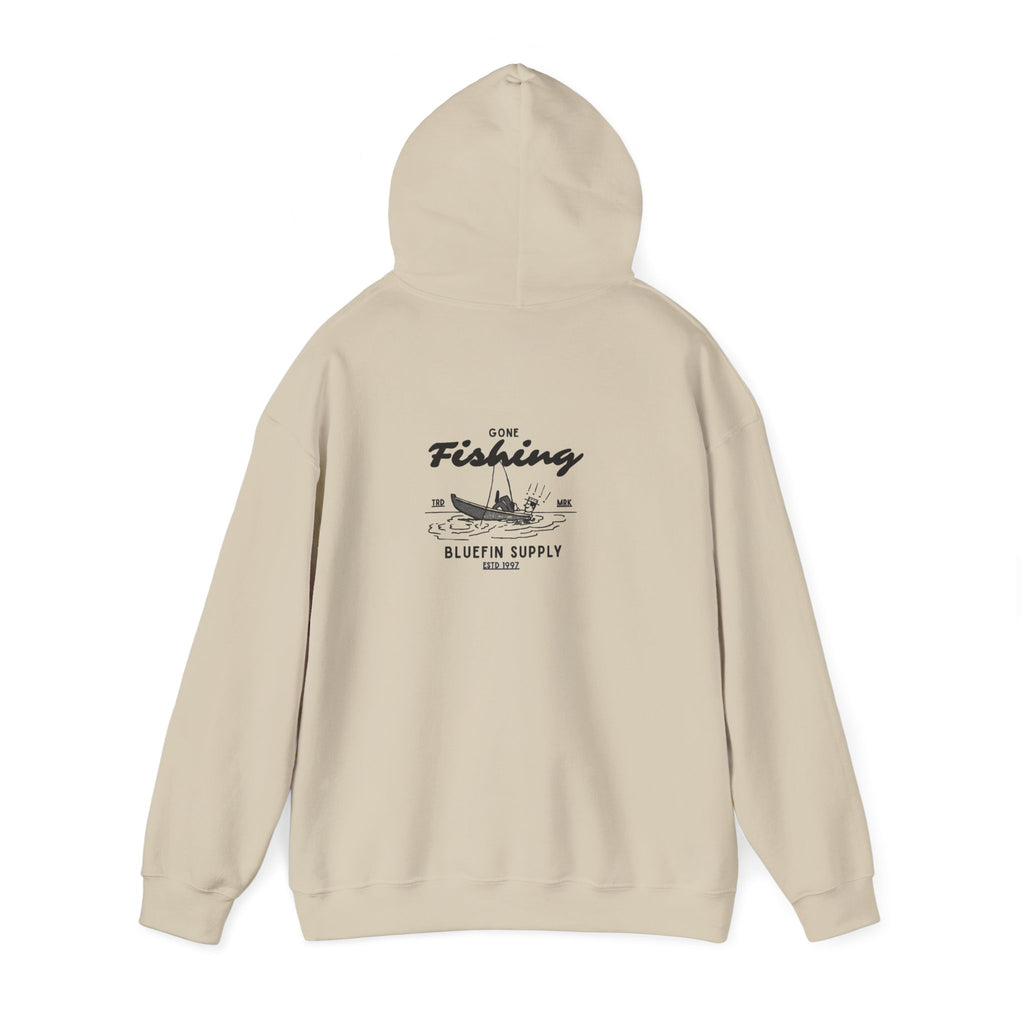 Fishing Graphic Hoodie — 'Gone Fishing' Boat & Fish Back Print