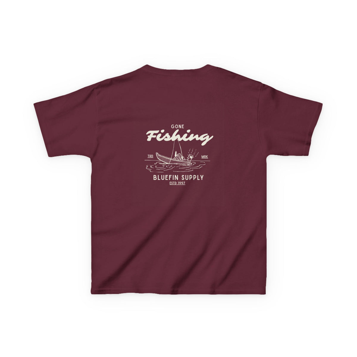Kids Fishing Tee — "Gone Fishing" Boat Graphic Kids Shirt