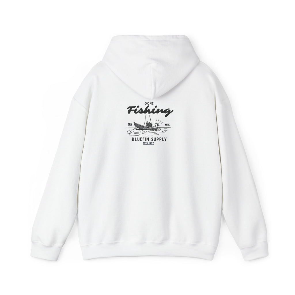 Fishing Graphic Hoodie — 'Gone Fishing' Boat & Fish Back Print