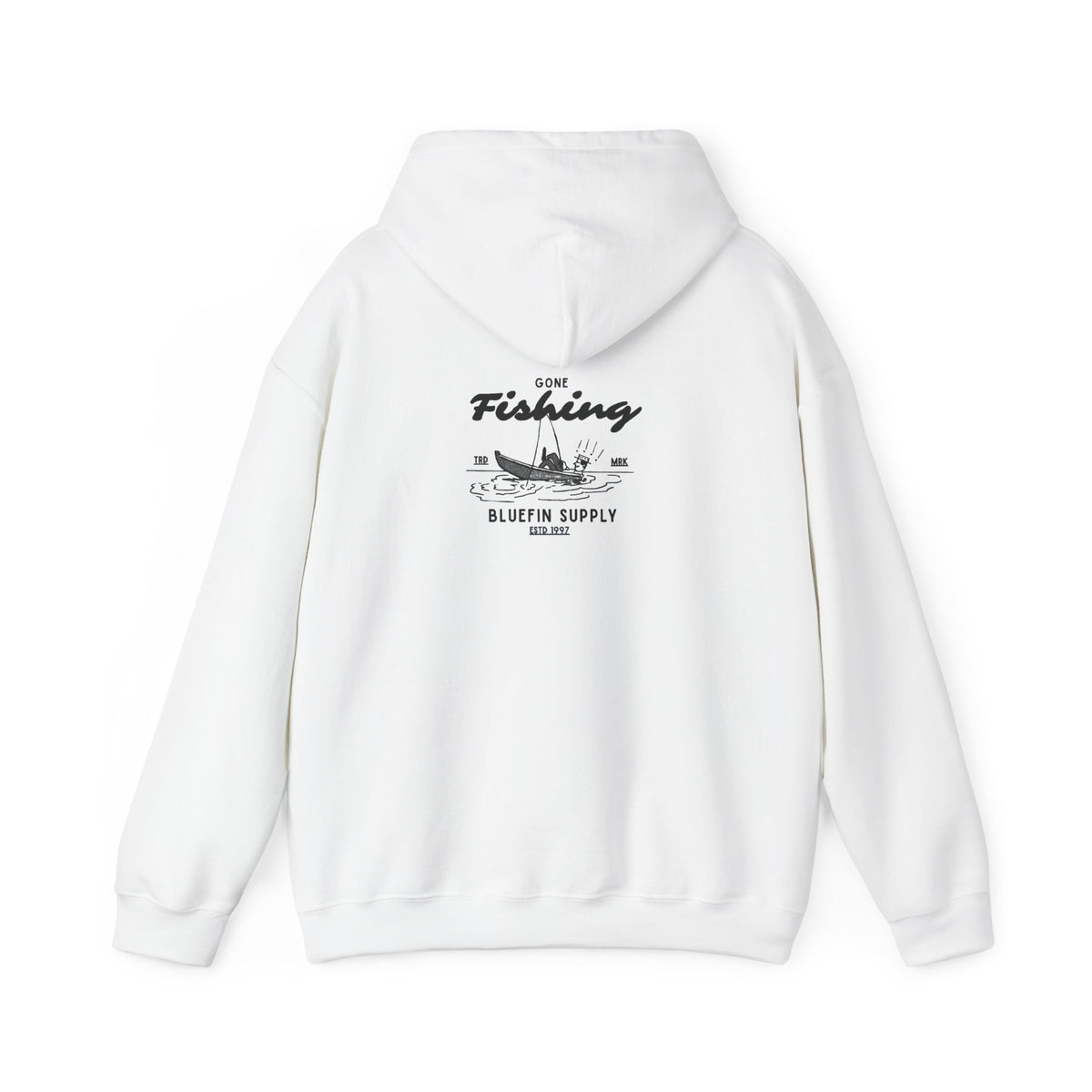 Fishing Graphic Hoodie — 'Gone Fishing' Boat & Fish Back Print