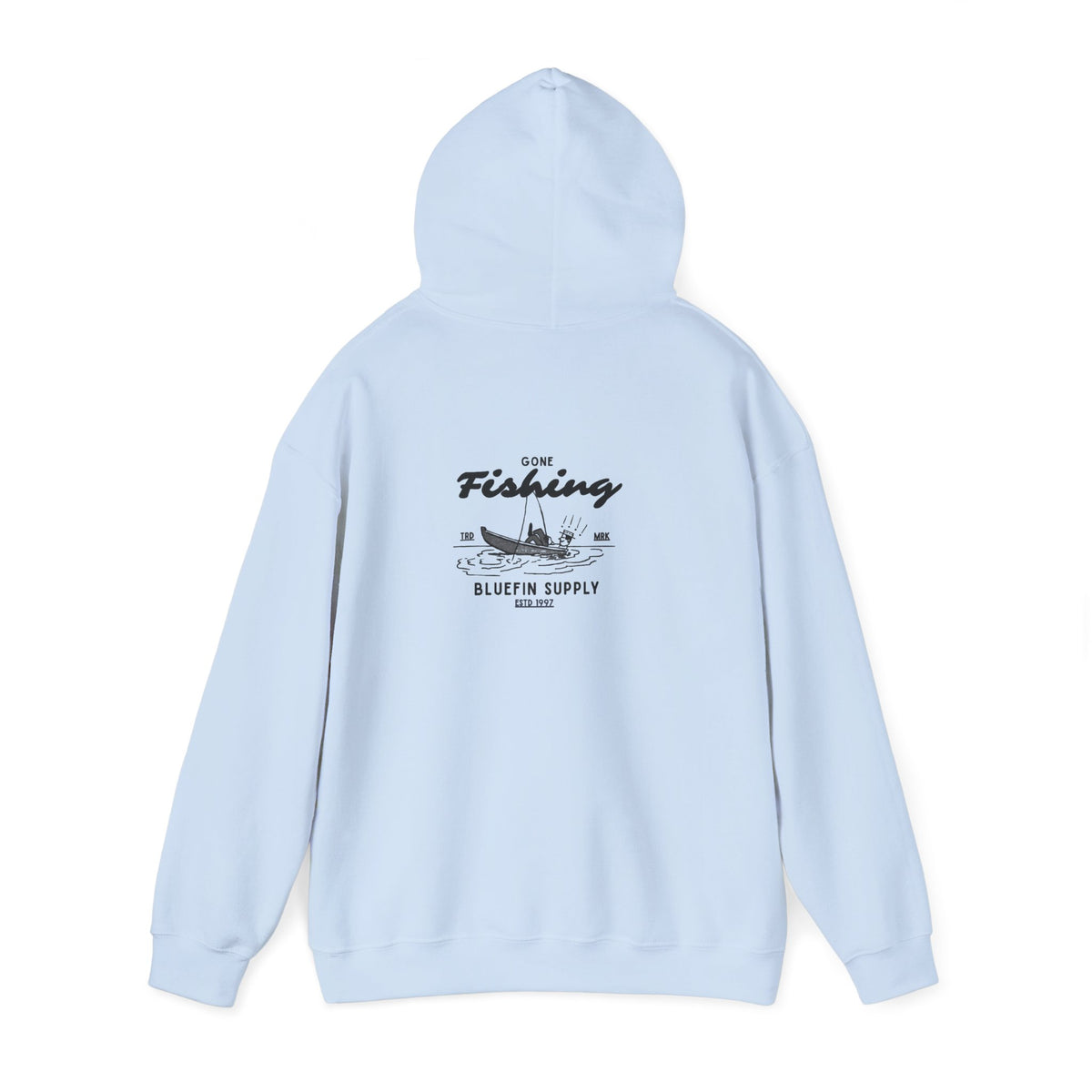 Fishing Graphic Hoodie — 'Gone Fishing' Boat & Fish Back Print