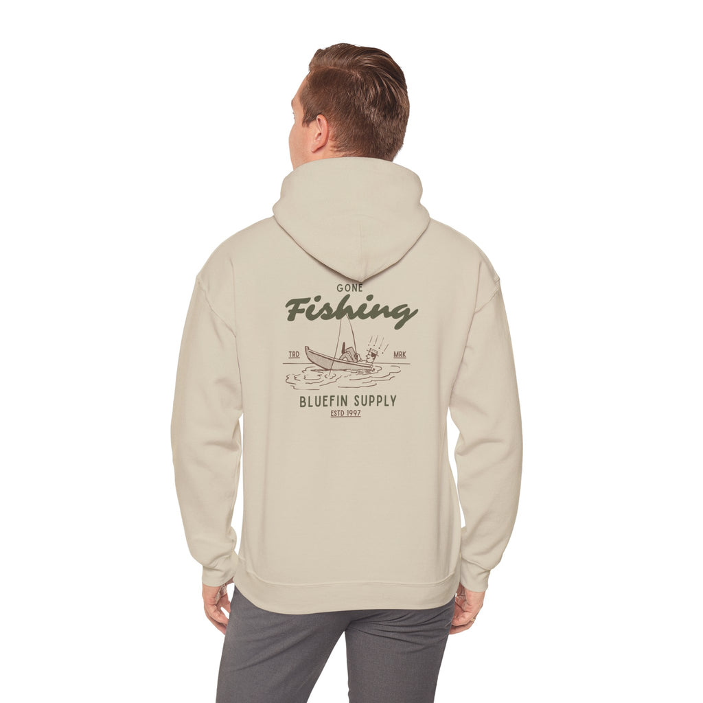 Fishing Hoodie — Vintage Bluefin Supply Boat Graphic