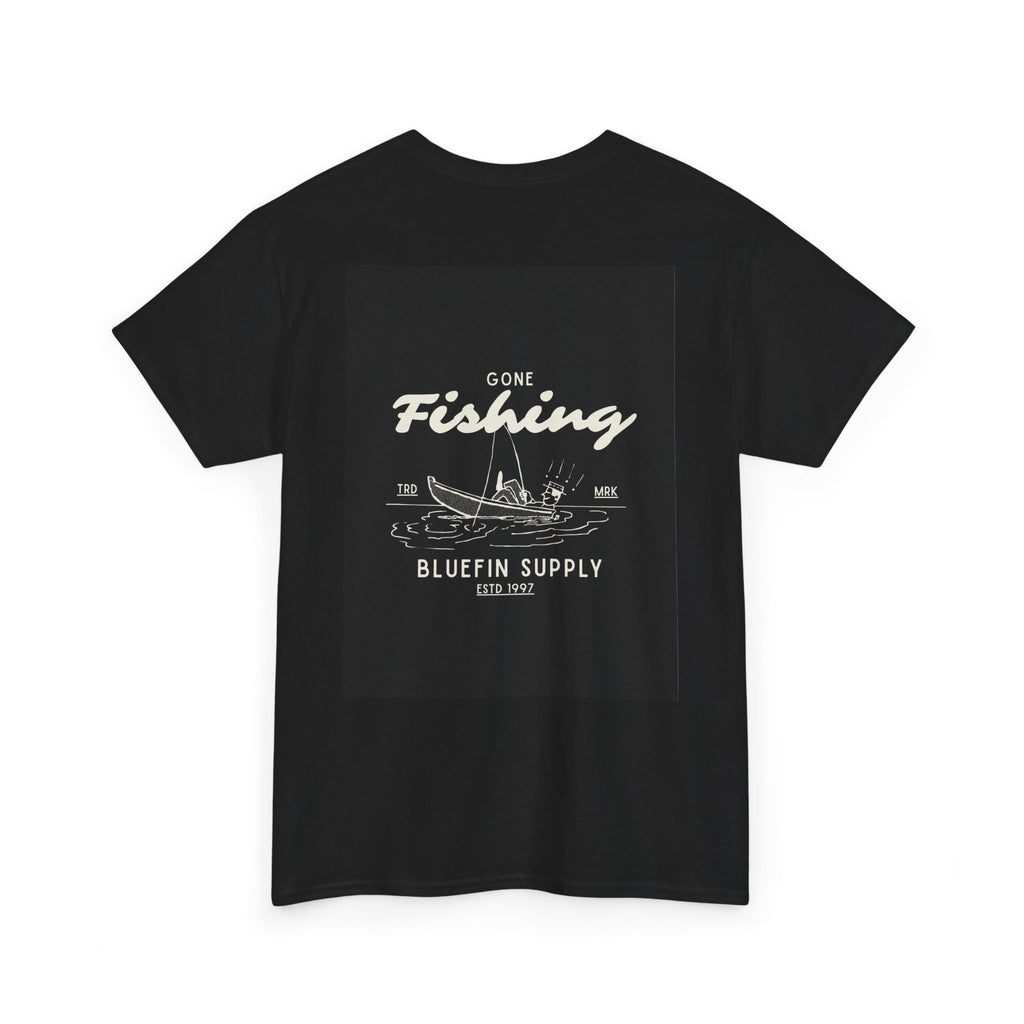 Gone Fishing T‑Shirt — Vintage Boat & Rods Graphic Tee (Bluefin Supply)