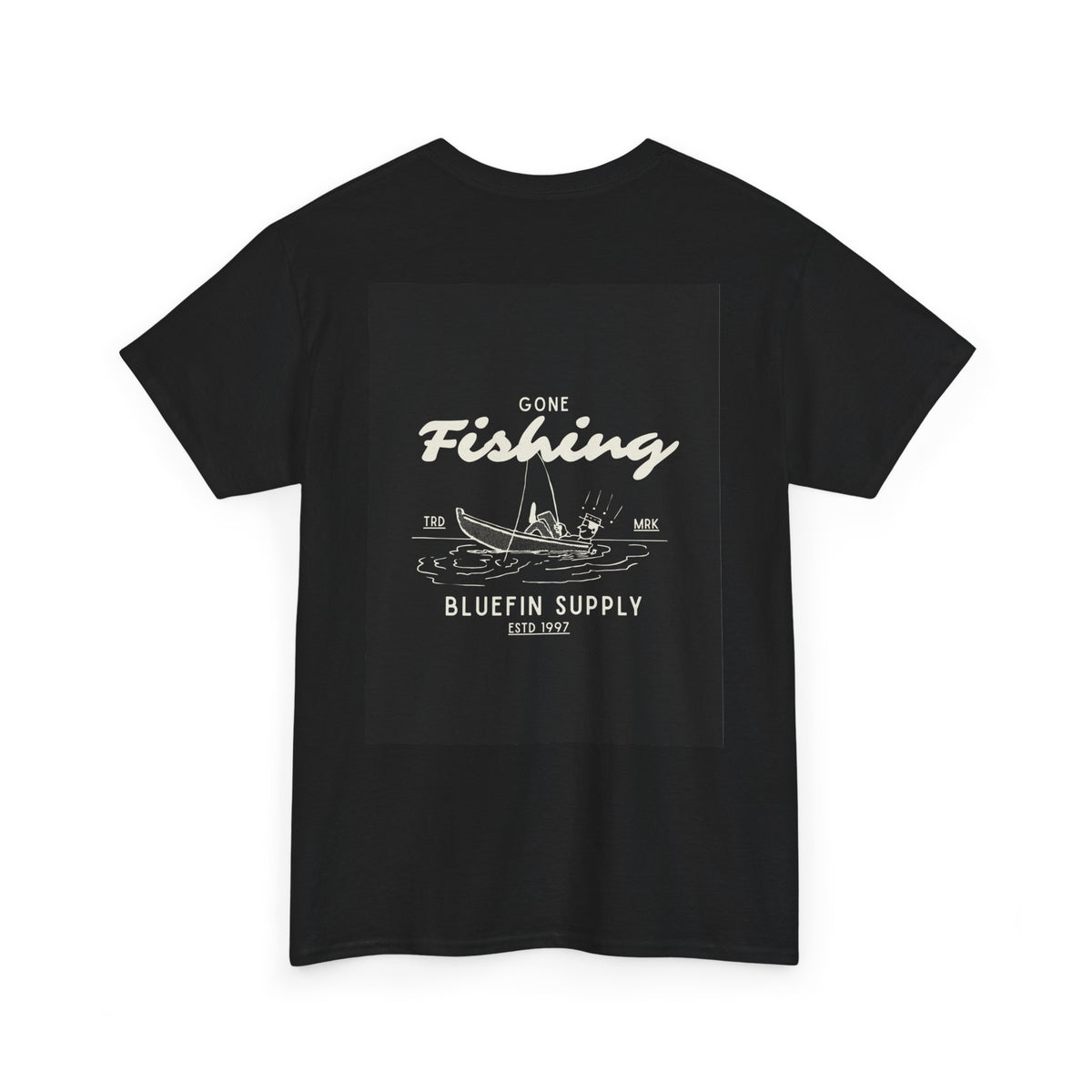 Gone Fishing T‑Shirt — Vintage Boat & Rods Graphic Tee (Bluefin Supply)