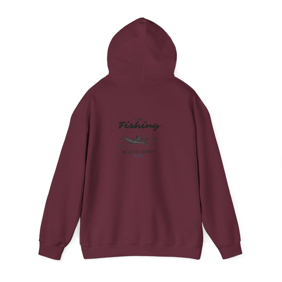 Fishing Graphic Hoodie — 'Gone Fishing' Boat & Fish Back Print
