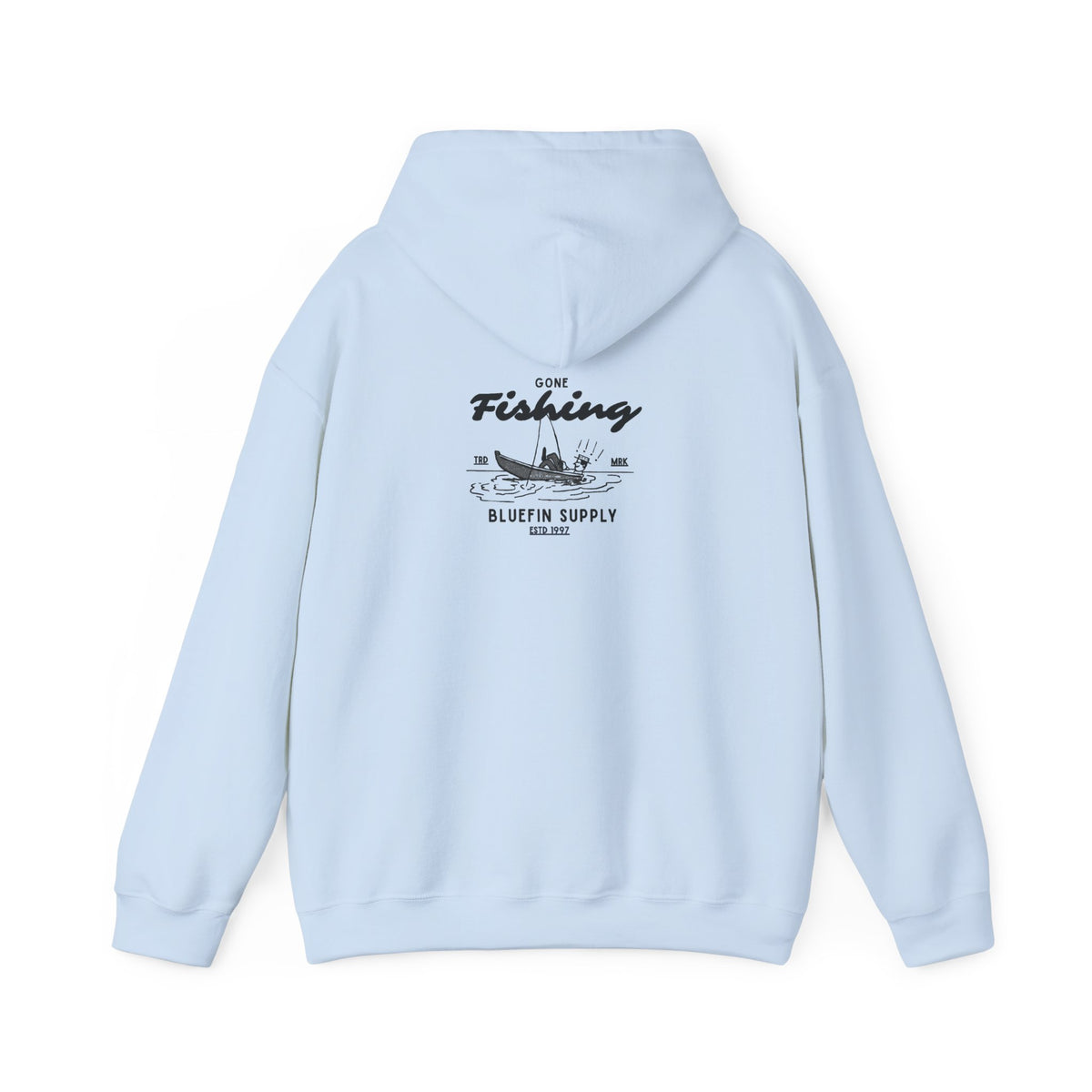 Fishing Graphic Hoodie — 'Gone Fishing' Boat & Fish Back Print
