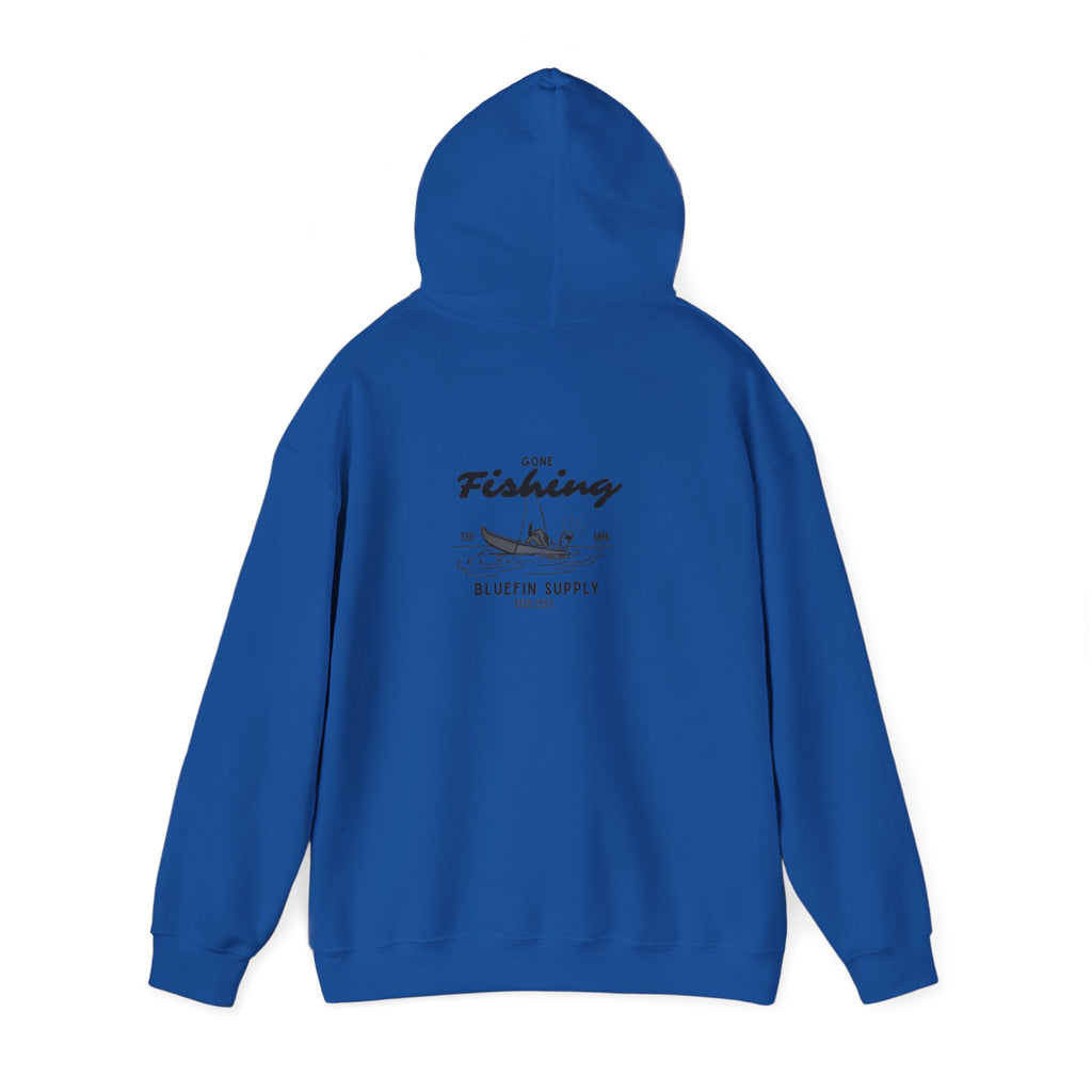 Fishing Graphic Hoodie — 'Gone Fishing' Boat & Fish Back Print