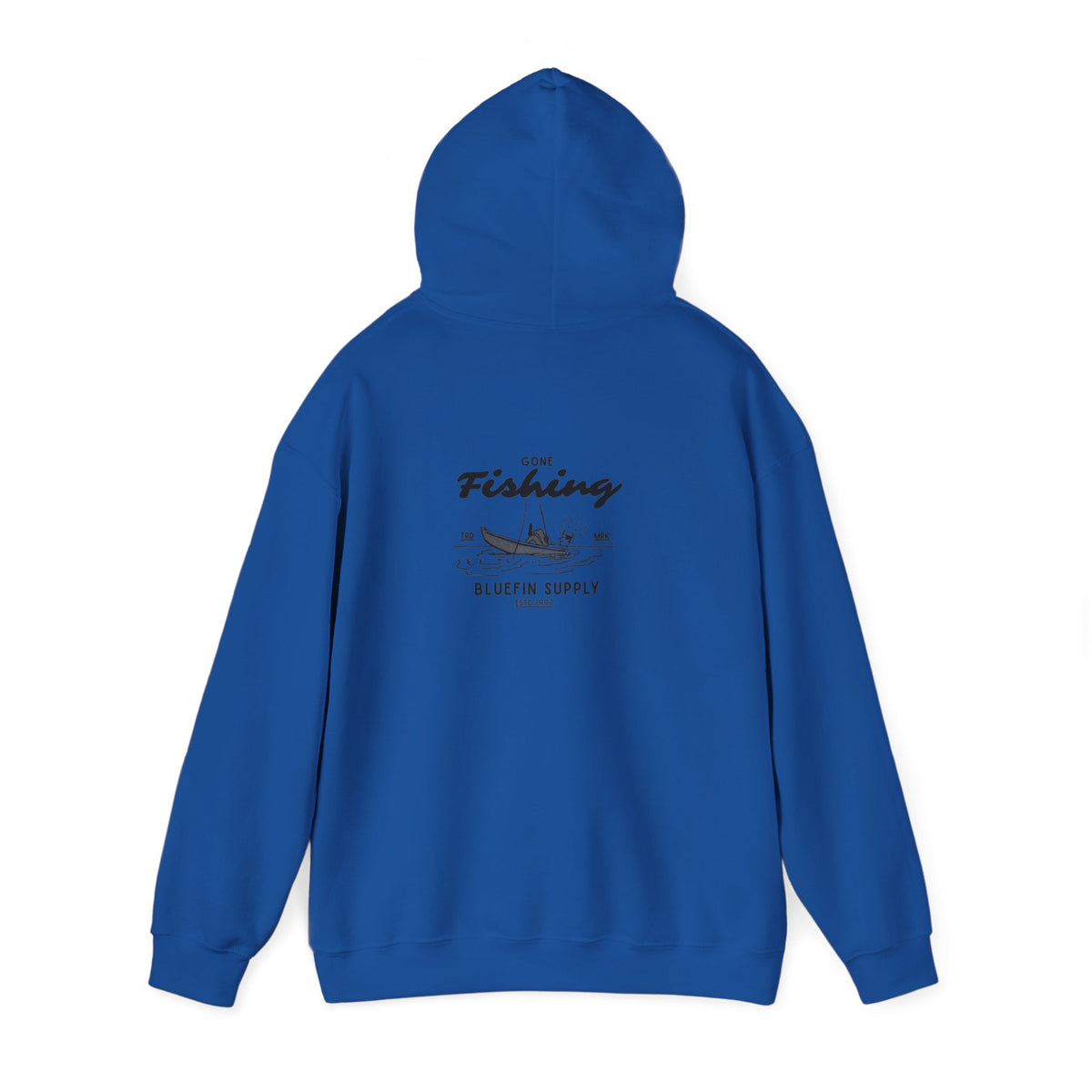 Fishing Graphic Hoodie — 'Gone Fishing' Boat & Fish Back Print